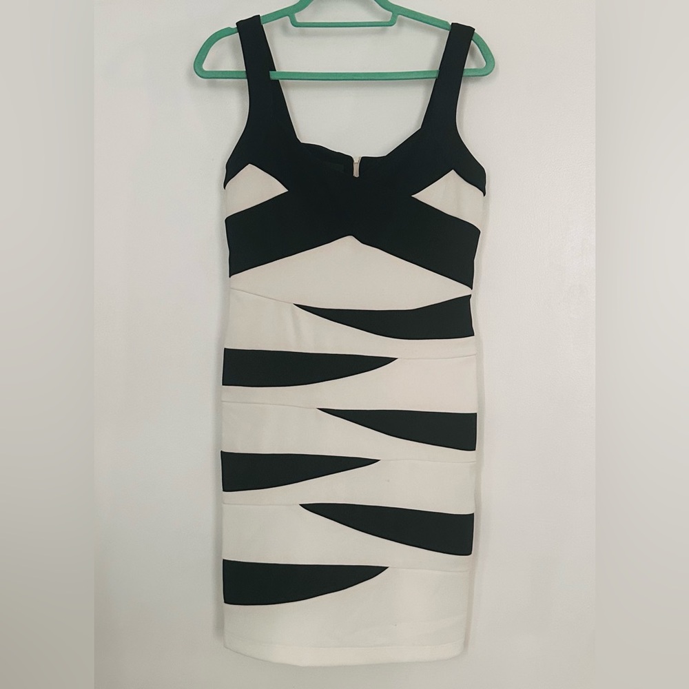 Black and white striped bodycon dress